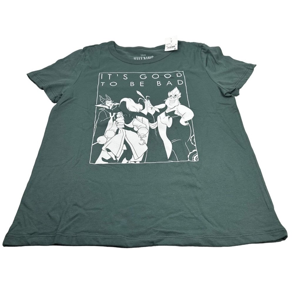 Disney Villains Women's Sz Med It's Good To Be Bad Short Sleeve Tee Shirt Green